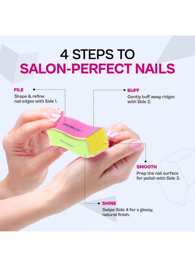 Colors Queen 4 in 1 Nail Buffer, Shiner & Filer | Includes 4 Step Nail Buffing, Shapes & Removes Ridges, Boost Natural Shine, Files Nails Easily | Professional Nail Care Kit for Salon Quality Results - Image 4